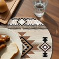 thumbnail image 3 of Southwest Round 15 Inch Placemats Set of 6, Brown Bohemian Abstract American Aztec HeatResistant Non Slip Place Mats for Dining Table, Wipeable Braided Kitchen Table Mats for Housewarming, 3 of 9