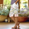 thumbnail image 2 of Shorts for Women Striped Printed Stretch High Waist Knee Loose Beach Casual Shorts with Pockets, 2 of 6