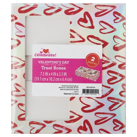 Way To Celebrate Valentine's Day Treat Boxes, 2 Pieces