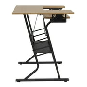 Sew Ready Eclipse Sewing and Craft Table with Adjustable Platform in Black / Maple