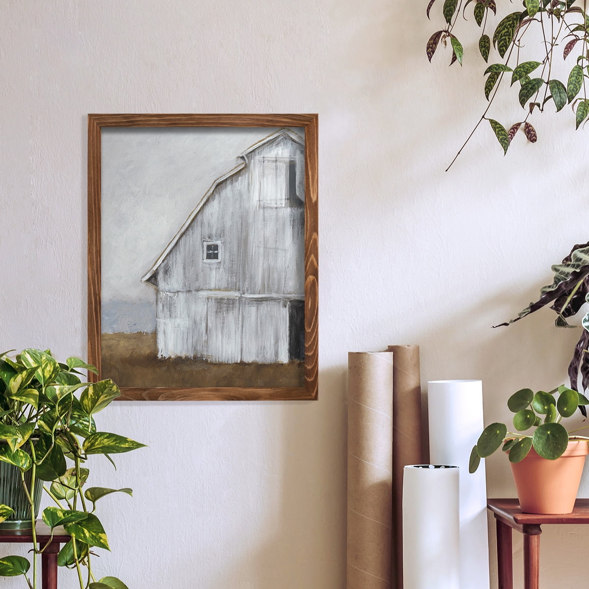 Abandoned Barn II -Framed Print w/glass-Walnut