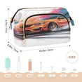 thumbnail image 6 of Wavy Quilted Cosmetic Bag Large-Capacity Travel Toiletry Organizer Includes 9-Piece Portable Travel Bottle Set Orange Cool Car, 6 of 6