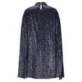 thumbnail image 4 of Women's Solid Color Stand Up Collar Cape Sleeve Sequin Party Dress Glamorous Party Dress for New Year's Eve, Clubs, and Evening Galas Navy XL, 4 of 5