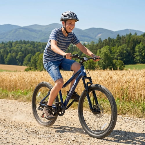 RAISTYW 24 inch Mountain Bike Fits Riders 51" - 59", 7-Speed Mountain Bicycles for Men with Daul Disc Brake, Front Suspension
