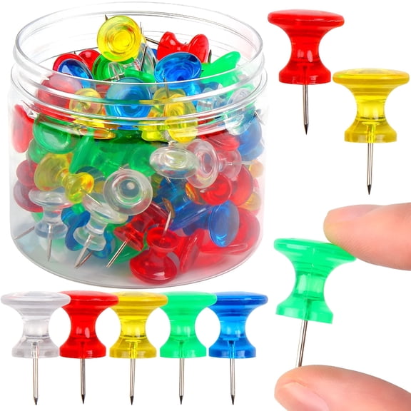 LAMIRO Giant Push Pins Colorful 100-Pack Large Thumbtacks Used for Cork Board Bulletin Board with Plastic Case