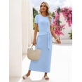 thumbnail image 5 of Merokeety Womens Summer T Shirt Dresses Crew Neck Tie Waist Midi Dress Skyblue m, 5 of 7