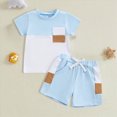 thumbnail image 2 of NIEWTR Baby Boy Clothes Cow Print Short Sleeve Rodeo T Shirt and Shorts Set Toddler Summer Outfit Infant 2 Piece Casual Sets 6 12 18 24 M 1t 2t 3t 4t 5t(Sky Blue,6-12 Months), 2 of 4