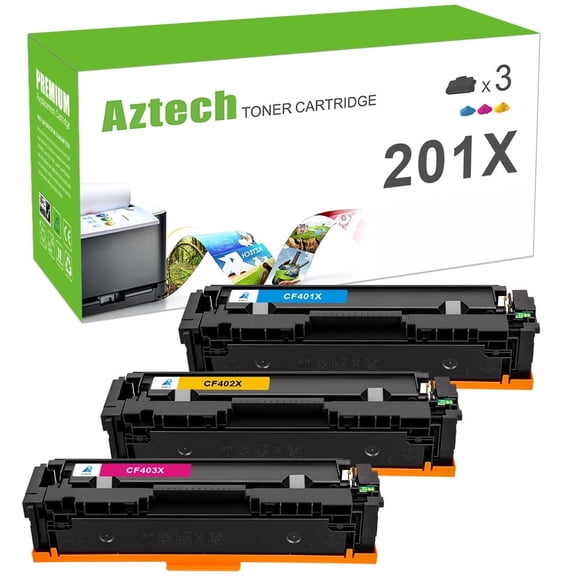201X 201A 3-Pack Toner Cartridge Compatible for HP CF402X 201X M252dw M252n MFP M277dw M277n Printer, Cyan, Magenta, Yellow, 3 Count
