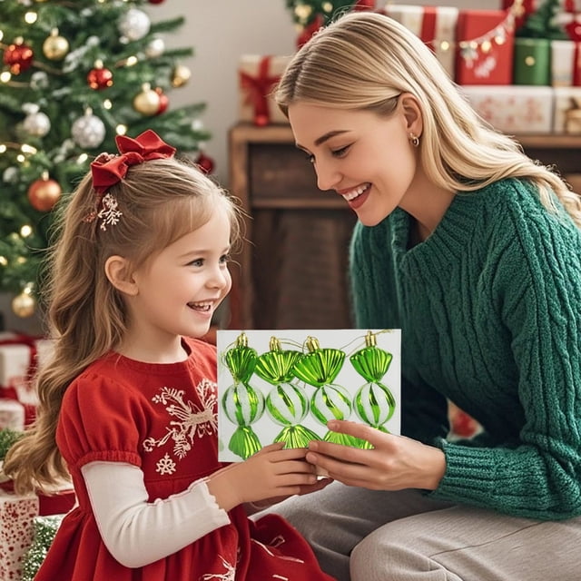 Juego de bolas colgantes navideñas | 4 adornos navideños de plástico de colores | Bolas navideñas ligeras y duraderas con lazos | Decoración para fiestas navideñas, bodas y el hogar