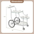 thumbnail image 2 of Glass Rolling Bar Cart, Rolling Serving Cart with 3-Tier Shelf, Directional Wheels & Universal Wheels, Mobile Wine Tea Serving Cart for Hotel, Club & Home, 2 of 7