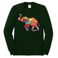 thumbnail image 2 of Wild Bobby, Colorful Walking Good Luck Elephant Animal Lover Mens Long Sleeve Shirt, Forest Green, Large, 2 of 3