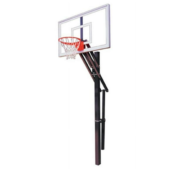 Slam Nitro Steel-Glass In Ground Adjustable Basketball System, Scarlet