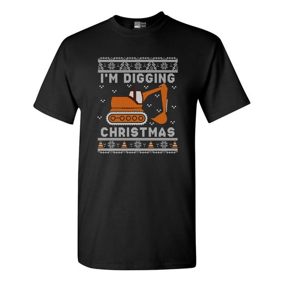 I'm Digging Christmas Construction Truck Funny DT Adult T-Shirt Tee