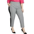 thumbnail image 2 of Rachel Roy Womens Glen Plaid Casual Trouser Pants, Grey, Plus Size, 2X, 2 of 2