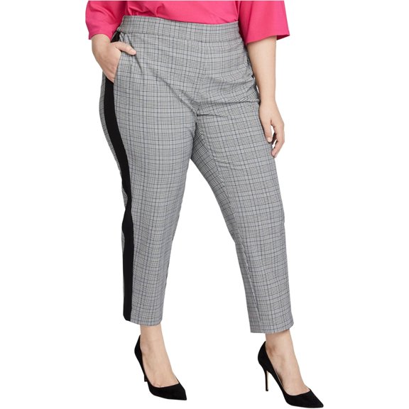 Rachel Roy Womens Glen Plaid Casual Trouser Pants, Grey, Plus Size, 2X