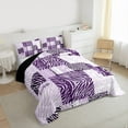 thumbnail image 4 of Feelyou Leopard Zebra Print Bedding Comforter Set for Adult, Dreamy Purple Twin Comforter Sets, Modern Abstract Stripes Reversible Bedding Set, Super Cozy Room Decor, 2 Pieces, 4 of 9