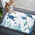 thumbnail image 3 of 2x3 Ft Entryway Area Rug, Blue Green Sea Turtle Kitchen Rug Runner Washable Floor Mat, Summer Ocean Coral Fish Seahorse Non Slip Indoor Door Mat Throw Carpet for Bathroom Living Room Bedroom, 3 of 8