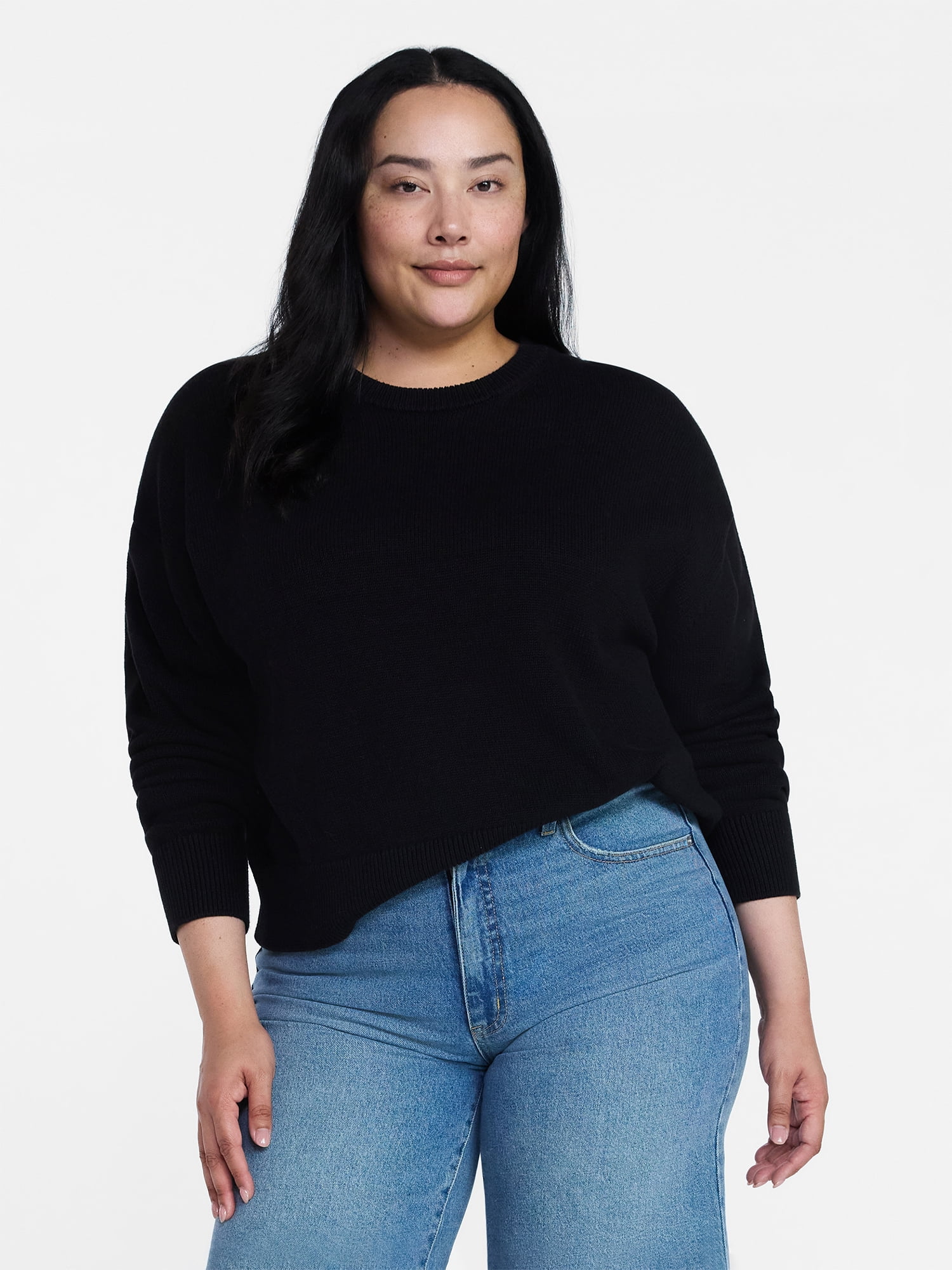 Time and Tru Women's Pullover Crewneck Sweater with Long Sleeves, Sizes XS-XXXL