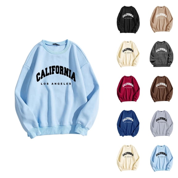California Los Angeles Women Sweatshirt 2026 Fall Winter Trendy Long Sleeve Crewneck Graphic Pullover Sweat Shirts Tops