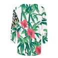 thumbnail image 4 of CYMMPU 3/4 Sleeve Blouses for Women Dressy Casual Spring Tunic Tops Summer Fashion Shirts Round Neck Loose Fit Flower Pattern Lightweight Basic T-Shirts Multicolor XL, 4 of 5