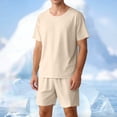 thumbnail image 5 of Klisyaur Mens Shorts 2 Piece Set Pajama Short Sleeve Tops and Lightweight Sleepwear Soft Comfy Shorts Bottoms, 5 of 7