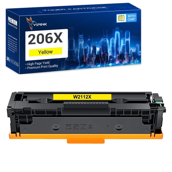 1-Pack Compatible Toner Cartridge (WITH CHIP) for HP W2112X 206X 206A Color LaserJet MF P283fdn 283cdw 283fdw, Pro M255dw M255nw Printer Yellow