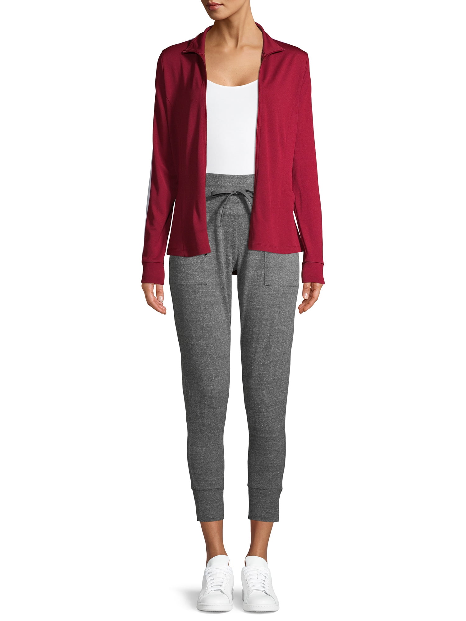Athletic Works Women's Athleisure Track Jacket with Contrast Stripes