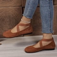 thumbnail image 6 of Viluyesy Womens Ballet Flats Round Toe Crisscross Elastic Ankle Strap Slip On Breathable Lightweight Everyday Dressy Comfort Flat Shoes Brown Size US5.5, 6 of 7