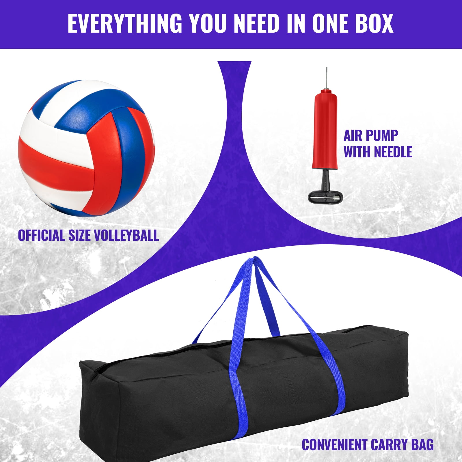 CureCalor 4 Way Volleyball Net Set, Adjustable Height, 4 Square Volleyball Set for Backyard & Beach