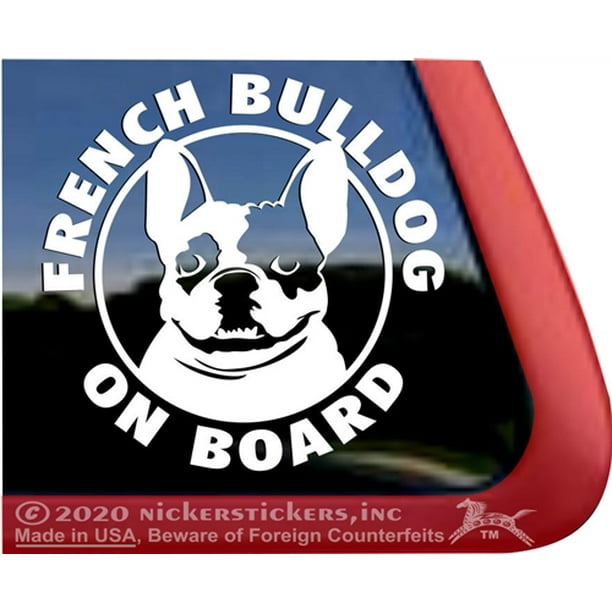 French Bulldog on Board High Quality Vinyl Piebald Dog Window Decal