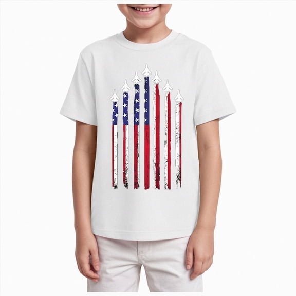 Ymyiu 4th of July Toddler Shirt 4th of July Baby Boy Short Sleeve Flag T-Shirt Toddler Independence Day Summer Clothes 3T 4T(White, 3-4 Years)