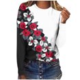 thumbnail image 2 of CEHVOM T-shirt Décontracté Imprimé pour Femmes Col Rond Manches Longues Blouse en Solde, 2 of 4