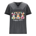 thumbnail image 3 of Corto para las Mujeres Casual Verano 2025 Pascua Impresión V-Cuello Camiseta, Ligero 95% Poliéster 5% Spandex Top para Toda la Temporada Hogar Y Diario, 3 of 7