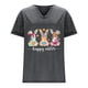thumbnail image 3 of Corto para las Mujeres Casual Verano 2025 Pascua Impresión V-Cuello Camiseta, Ligero 95% Poliéster 5% Spandex Top para Toda la Temporada Hogar Y Diario, 3 of 7