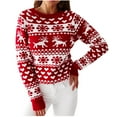 thumbnail image 3 of Odbmxy Christmas Sweaters for Women Funny Long Sleeve Pullover Women Sweater Red Regular Comfy Knitted Sweaters, 3 of 8