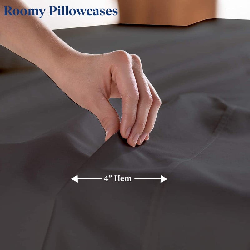 SKY BEDDINGS Standard Size Pillowcase Set of 2 - Dark Grey Super Soft Pillow Cases Queen, 600 Thread Count 100% Egyptian Cotton, Breathable, Cool, Sateen Weave Sleeping Pillow Covers - Dark Grey
