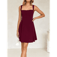 thumbnail image 7 of Womens 2025 Mini Sleeveless Dress Backless Tie Square Neck Short Party Dress Wine Red S, 7 of 7