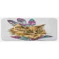 thumbnail image 1 of Cat Kitchen Mat, Hand Drawn Boho Style Cat Image Ink Sketch Animal with Colorful Feathers Illustration, Plush Decorative Kitchen Mat with Non Slip Backing, 47" X 19", Multicolor, by Ambesonne, 1 of 1