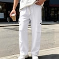 thumbnail image 6 of PNTUTB Men's Casual Solid Color Elastic Waist Drawstring Loose Comfortable Wide Leg Pants with Pockets, 6 of 6