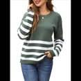 thumbnail image 2 of Suéter Holgado de Larga con Bloques de Color para Mujer, Moda de Otoño, Informal, de Punto con Cuello Redondo Verde L, 2 of 10