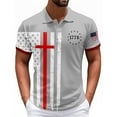 thumbnail image 2 of Mlqidk Short Sleeve Polo Shirts for Men Quick Dry Casual American Flag Golf Shirt 4th Of July Stars and Stripes Tee Top Regular Fit Collared Shirt Light Gray S, 2 of 5