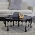 thumbnail image 3 of DecMode 36" x 16" Black Aluminum Metal Drip Abstract Coffee Table with Melting Designed Legs and Glass Top, 1-Piece, 3 of 15