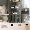 thumbnail image 3 of Muebles para Cocina, Gabinete para Vinos con Luces LED, Cantina Bar Mueble para Casa con Toma de Corriente, 5 Niveles Estante para Vinos y Copas, Gabinetes de Almacenamiento, 44*44*163cm (Gris), 3 of 9