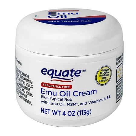 Equate Emu Oil Cream Blue Topical Rub Body Moisturizer, 4 oz
