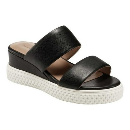 

Women s Aerosoles Zeff Wedge Slide Black Faux Leather 7.5 M