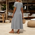 thumbnail image 6 of Karymi T-Shirt Maxi Dress, Round Neck Short Sleeve Loose Shift Dress with Pockets, Solid Summer Flowy Beach Vacation Dress Cocktail Dresses for Women, 6 of 8