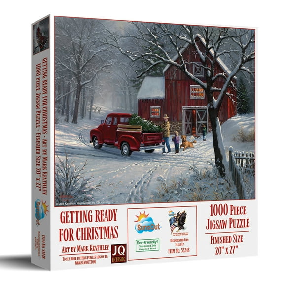 SUNSOUT INC - Getting Ready for Christmas - 1000 pc Jigsaw Puzzle by Artist: Mark Keathley - Finished Size 20" x 27" - MPN# 53248
