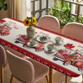 thumbnail image 3 of Roses Valentine's Day Table Cloths for 8 Foot Rectangle Tables, Love Heart Romantic Roses Floral Patio Waterproof Elastic Fitted Tablecloths, Washable Rectangular Table Cover for Camping, 3 of 8