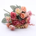 thumbnail image 3 of Advancent Flores artificiales, tela de seda rosa, ramo falso, resistente al agua, decoración Floral duradera, centros de para fiestas en casa Decoración del hogar Rosado, 3 of 6