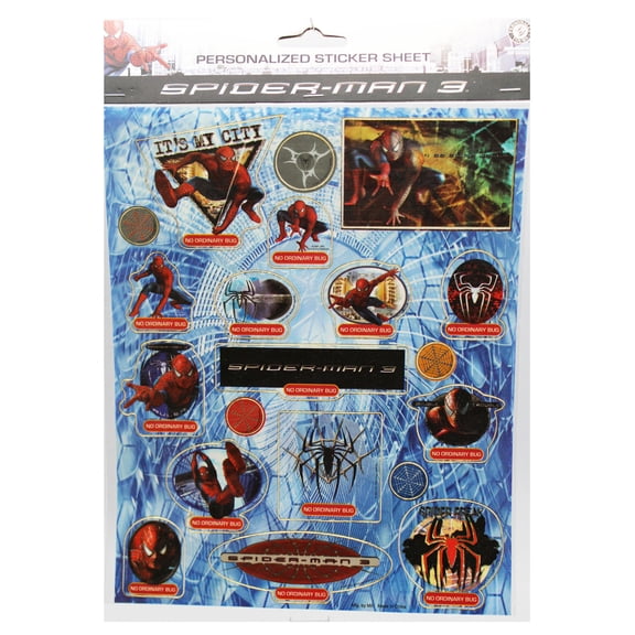 Large Spider-Man 3 Sticker - No Ordinary Bug Assorted Spiderman Movie Stickers (20 Stickers)
